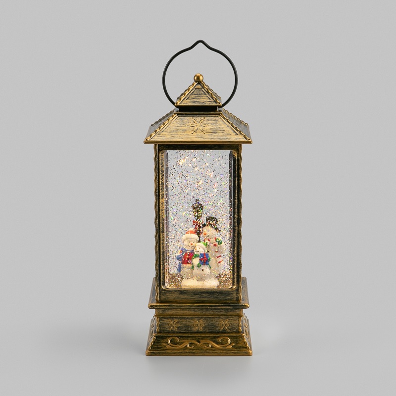 Светильник декоративный Декоративный фонарь с эффектом снегопада и подсветкой Семья снеговиков