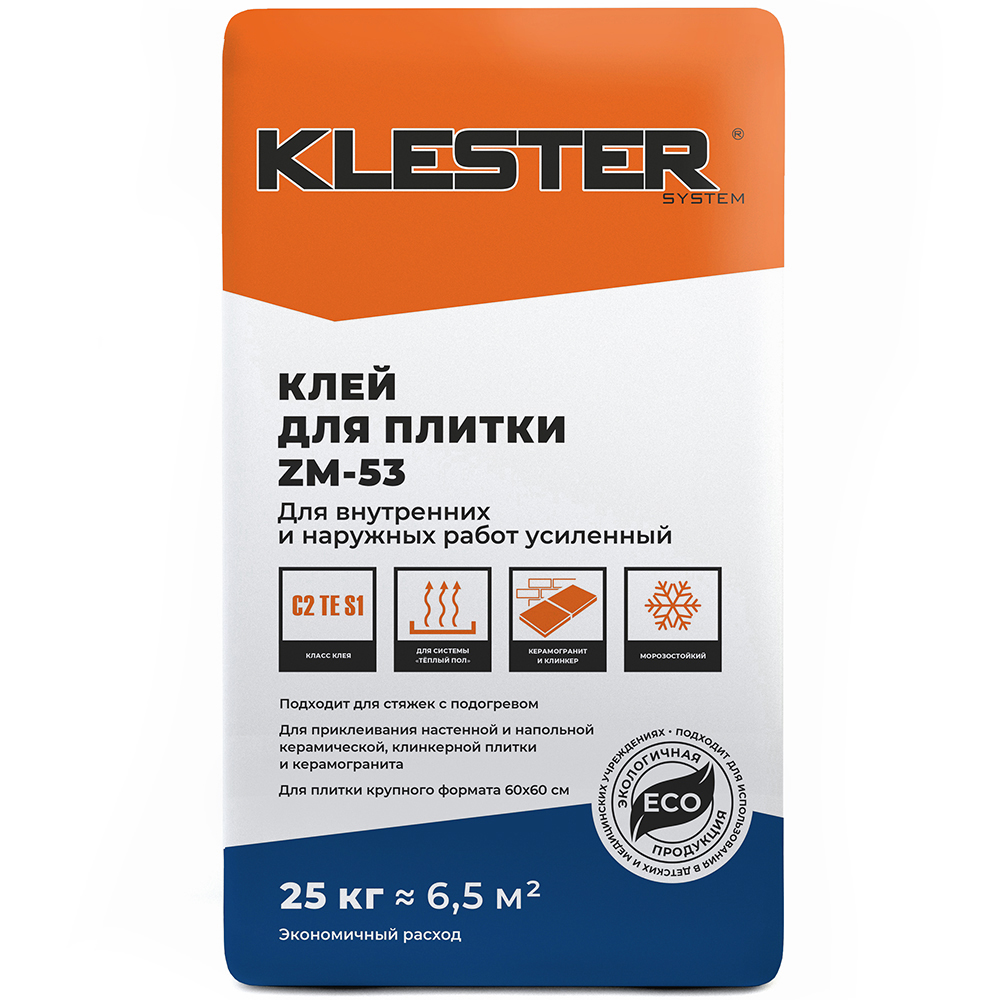 Клей для плитки KLESTER ZM-53 (морозостойкий), 25 кг от Мегаполис ...