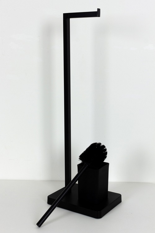 Держатель стойка для туалетной бумаги с ершиком черный