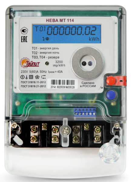 Счетчик Нева MT114 AS RF2.1PC 220V 5(60)A 1ф жки от Мегаполис купить в ...