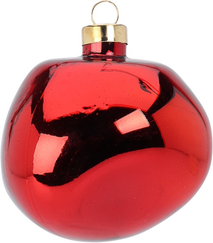 Шар елочный 8 см, стекло, непр.формы, красный, 3 в ассорт., ARZ100120
