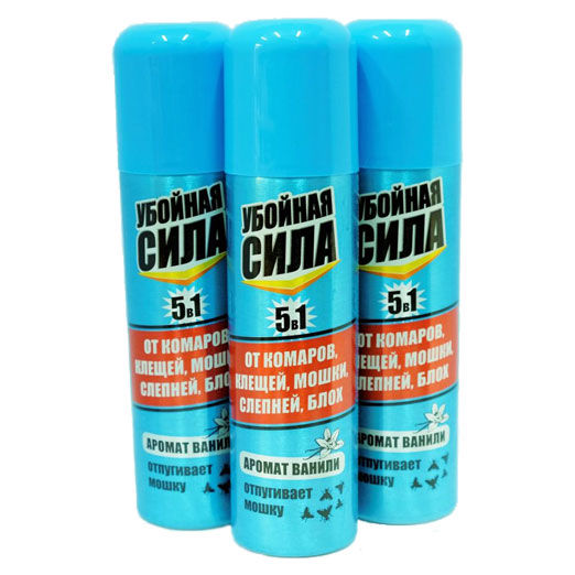 Аэрозоль Убойная Сила От комаров, клещей, мошки Maximum 150мл.1/24