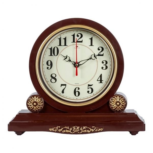 Часы настольные РУБИН 3026-002 Классика коричневый с золотом 30х26 cm