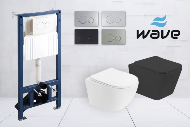 При покупке подвесных унитазов, инсталяций и кнопок WAVE - 10% бонусами на карту! Акция до 31.12.2025