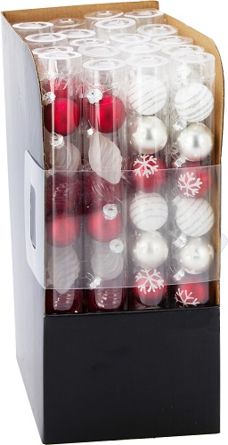 Набор шаров 3см 9 штук, стекло, красно-белый микс., ABT634860